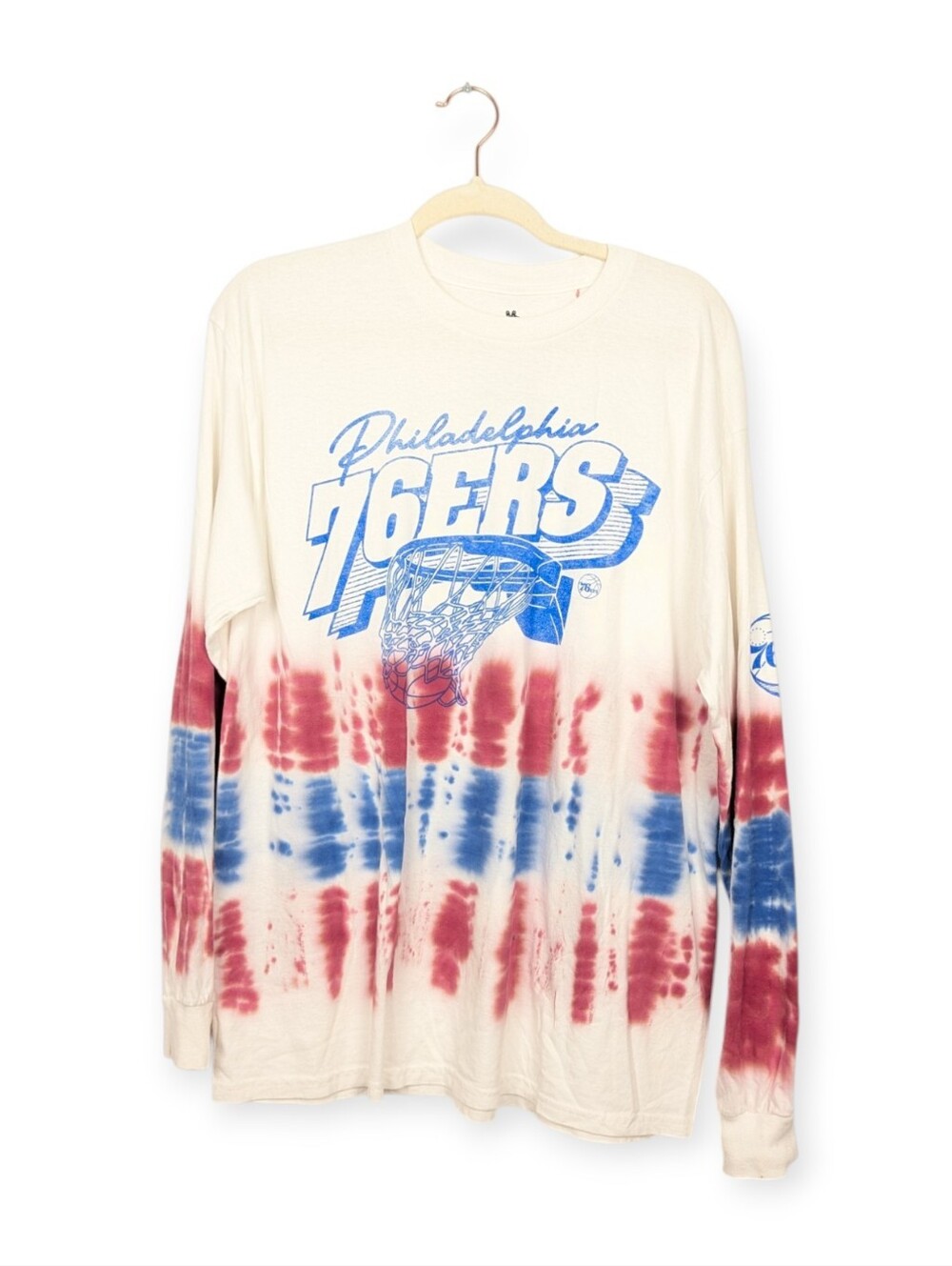 Junk Food Philadelphia 76ers Tie Dye Long Sleeve Graphic Tee Shirt Size M